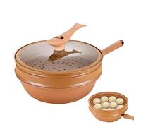 Steamer Pot - Healthy Frying Pan, Nonstick Pan | Energy-Saving Cast Iron Wok Lid, Large Sauté Pan Set, Healthy Flat Bottom for Deep Frying, Steaming and