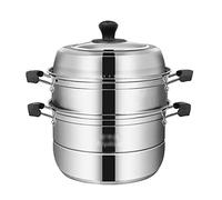 Steamer Pot, Soup Pot, 430 Food Grade Stainless Steel, 3-Layer Composite Pot Bottom, Steamed Seafood, Steamed Buns, Fish, 26cm