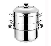 Steamer Pot,Soup Pot,430 Stainless Steel,Heat-Treating 3-Layer Composite Pot Bottom,Steamed Steamed Buns,Fish, Seafood, Corn, 34cm