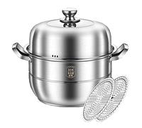 Steamer Pot/Soup Pot/Food Grade 304 Stainless Steel,5-Layer Composite Pot Bottom,Steamed Buns,Seafood,stewed Chicken Soup, 30cm