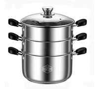 Steamer Pot/Soup Pot/Food Grade 304 Stainless Steel,Thickened Energy-Gathering Pot Bottom,Steamed Buns,Chicken Soup,Porridge, 22CM