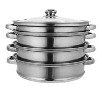 Steamer Pot Stackable Cooker 4 Layer Stainless Steel with Lid | Food Grade Build, Mirror Polished Finish, Even Steam Flow, for Soups, Vegetables and Stovetop Cooking