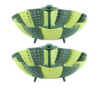 Steaming Basket Cooker Dish Vegetable Basket Fruit Basin Steamer Plate Folding 2Pcs Foldable Steaming Rack Steam Machine Grocery Basket Steamer Rack