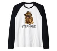 Steampug Retro Vintage Dog Cute Steampunk Pug Raglan Baseball Tee