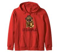 Steampug Retro Vintage Dog Cute Steampunk Pug Zip Hoodie