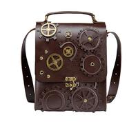 Steampunk Adjustable Shoulder Strap PU Leather Solid Large Capacity 2 Compartments Casual Work Outings Stylish Unisex Vintage Inspired | Perfect for Carrying Tabl
