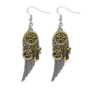 Steampunk Adult Cogs and Feathers Earrings