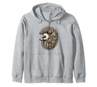 Steampunk Aesthetic Hedgehog Lover Stuff Vintage Hedgehog Zip Hoodie