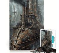 Steampunk Airship 1000 Piece Jigsaw Puzzles for Adults Teenagers Memory Upgrade Light Relax Sharp Cut Lovely Gift 50x75cm