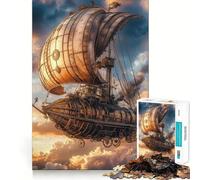 Steampunk Airship 1000 Piece Jigsaw Puzzles for Teenagers Cognitive Toy Slow Enjoy Premium Edge Santa Wish Pick 38x26cm