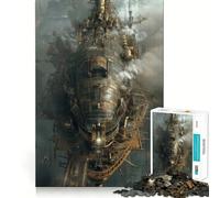 Steampunk Airship Adults Puzzles 1000 Piece Jigsaws Strengthen Memory Quiet Calm Clean Edge Art Collectible 38x26cm