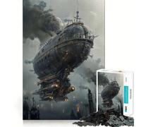 Steampunk Airship Adults Puzzles 1000 Piece Jigsaws Strengthen Memory Quiet Calm Clean Edge Art Collectible 50x75cm