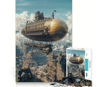 Steampunk Airship Cityscape 1000 Pieces Jigsaws Adults Puzzles Gifts Brain Workout Toy Relaxed Mind Art Assembly Memorable Gift 38x52cm