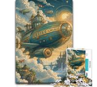Steampunk Airship Clouds Castle Jigsaw 1000pcs (38x26cm) Adult Puzzle | Adult jigsaw puzzle with 1000 pieces; fits calm indoor leisure; when a calm, focused hobby suits the moment.