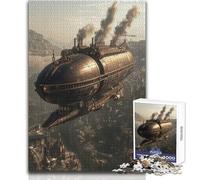 Steampunk Airship Over City 1000 Piece Adult Puzzles Interactive Educational Skill Game Great Meaningful Gift Idea Size 38x26cm