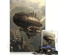 Steampunk Airship Over City 1000 Piece Jigsaw Puzzles for Teenagers Jigsaw Solid Logic Toy Calm Fun Precision Cut Santa Wish Item 38x52cm