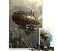 Steampunk Airship Over City 1000 Piece Jigsaws for Teenagers Puzzle Think Toy Stress Relief Sharp Cut Santa Wish List 38x26cm