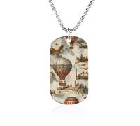 Steampunk Airships Air Balloons Fashion Memorial Necklaces Printed Titanium Steel Pendant Jewelry Novelty Picture Necklace Dog Tags for Men Women