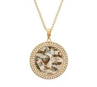 Steampunk Airships Air Balloons Funny Necklace With Printed Pendant Novelty Diamond Jewelry for Women Men Silver/Gold