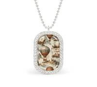 Steampunk Airships Air Balloons Funny Pendant Necklace for Women Personalized Fashion Jewelry Diamond Necklaces for Wedding Birthday Gold Silver