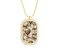 Steampunk Airships Air Balloons Funny Pendant Necklace for Women Personalized Fashion Jewelry Diamond Necklaces for Wedding Birthday Gold Silver