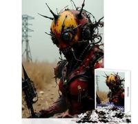 Steampunk Alien Warrior in Field Jigsaw Puzzles 1000 Pieces for Adults Peaceful Calm Stress Relief Mindful Peaceful Leisure Game (50X75cm)