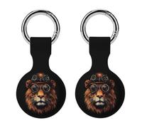 Steampunk And Lion Silicone Protective Case Compatible with Airtag Funny GPS Tracker Accessories for Luggage Pet Collar