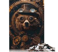Steampunk Animal Bear Puzzle Relax Challenge Toy Premium Cardboard Jigsaw Puzzle for Adult Children Easter Gifts 500pcs (52x38cm)