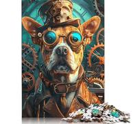 Steampunk Animal Dog Puzzles 500 Pieces Wooden Puzzles Wood Puzzle Jigsaws for Adults Family Activity Jigsaw Puzzles 500pcs (52x38cm)