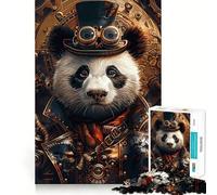 Steampunk Animal Panda 1000 Piece Jigsaw Puzzles for Adults Teenagers Memory Upgrade Light Relax Sharp Cut Lovely Gift 38x52cm