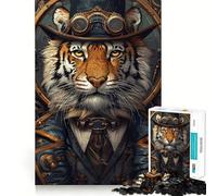 Steampunk Animal Tiger 1000 Piece Jigsaws for Teenagers Puzzle Think Toy Stress Relief Sharp Cut Santa Wish List 38x26cm