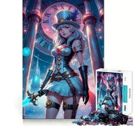 Steampunk Anime Girl 1000 Piece Jigsaw Puzzles for Adults Sharp Logic Toy Home Leisure Tight Cut Heartfelt Gift 38x52cm