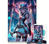 Steampunk Anime Girl 1000 Pieces Jigsaws Adults Puzzles Mind Exercise Toy Shared Fun Precision Cut Art Display 50x75cm
