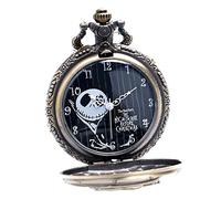 Steampunk Antique The Nightmare Before Christmas Mens Womens Quartz Pocket Watch Necklace Chain Gifts for Xmas