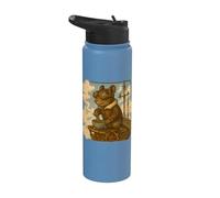 Steampunk Aviator Degu Airship Tea Art Stainless Steel Insulated Water Bottle