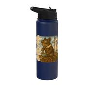 Steampunk Aviator Degu Airship Tea Art Stainless Steel Insulated Water Bottle