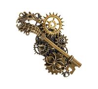 Steampunk Badge Pin - Vintage Victorian Gothic Brooch, Retro Gear Pin | Antique Style Steampunk Lapel Brooch, Robust Retro Mechanical Badge Fashion Pin for Cosplay, Steampunk Jewellery, Siehe