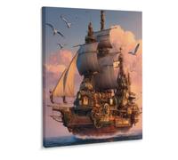 Steampunk Battleship Steamship Wall Art Canvas Artwork Posters Frame