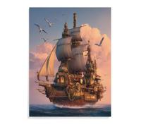 Steampunk Battleship Steamship Wall Art Canvas Artwork Posters Unframe