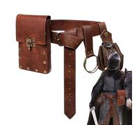 Steampunk Belt Bag | Retro Steampunk Halloween Motorcycle Bag | Renaissance Belt Bag, Steampunk Bag Made of PU Leather, Wallet with Chain, Leg Bag, brown, see description, See description