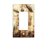 Steampunk Big Ben Light Switch Cover Plates, Vintage Brown Clock Design for Home Decor, Thermoplastic Wall Plates, Standard Size Single Rocker
