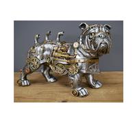 Steampunk Bulldog | Silver & Gold Finish | Resin Ornament | 21 cm High