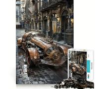 Steampunk Car in City 1000 Pieces Jigsaw Puzzles for Adults Recall Upgrade Stress Relief Tight Cut Santa Wish Pick 50x75cm