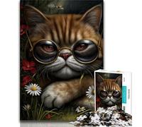 Steampunk Cat 1000 Piece Jigsaw Puzzle for Adults Teens,Challenging To Complete But Fun And Humorous with Matching Poster And Trivia Sheet (38x26cm)