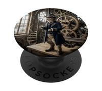 Steampunk Cat Clocktower Gears Vintage Victorian Design PopSockets Adhesive PopGrip