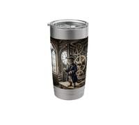 Steampunk Cat Clocktower Gears Vintage Victorian Design Stainless Steel Insulated Tumbler