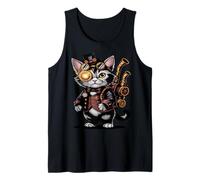 Steampunk Cat Engineer Cute Mechanical Kitten Tank Top