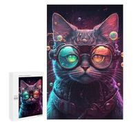 Steampunk Cat Goggles: Housewarming Gift, 1000 PCS Wooden Jigsaw Puzzle for Adults - for Quiet Evenings And Focused Play