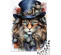 Steampunk Cat Portrait Beginners Jigsaw Puzzle 1000 Pieces Office Break Puzzle Stress Relief Activity 52x38cm/1000pcs