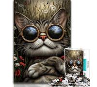 Steampunk Cat Puzzles for Adults Teens 1000pc Puzzle,Challenging Game Toys Every Piece Is Unique - Challenging Family Fun Game 38x26cm